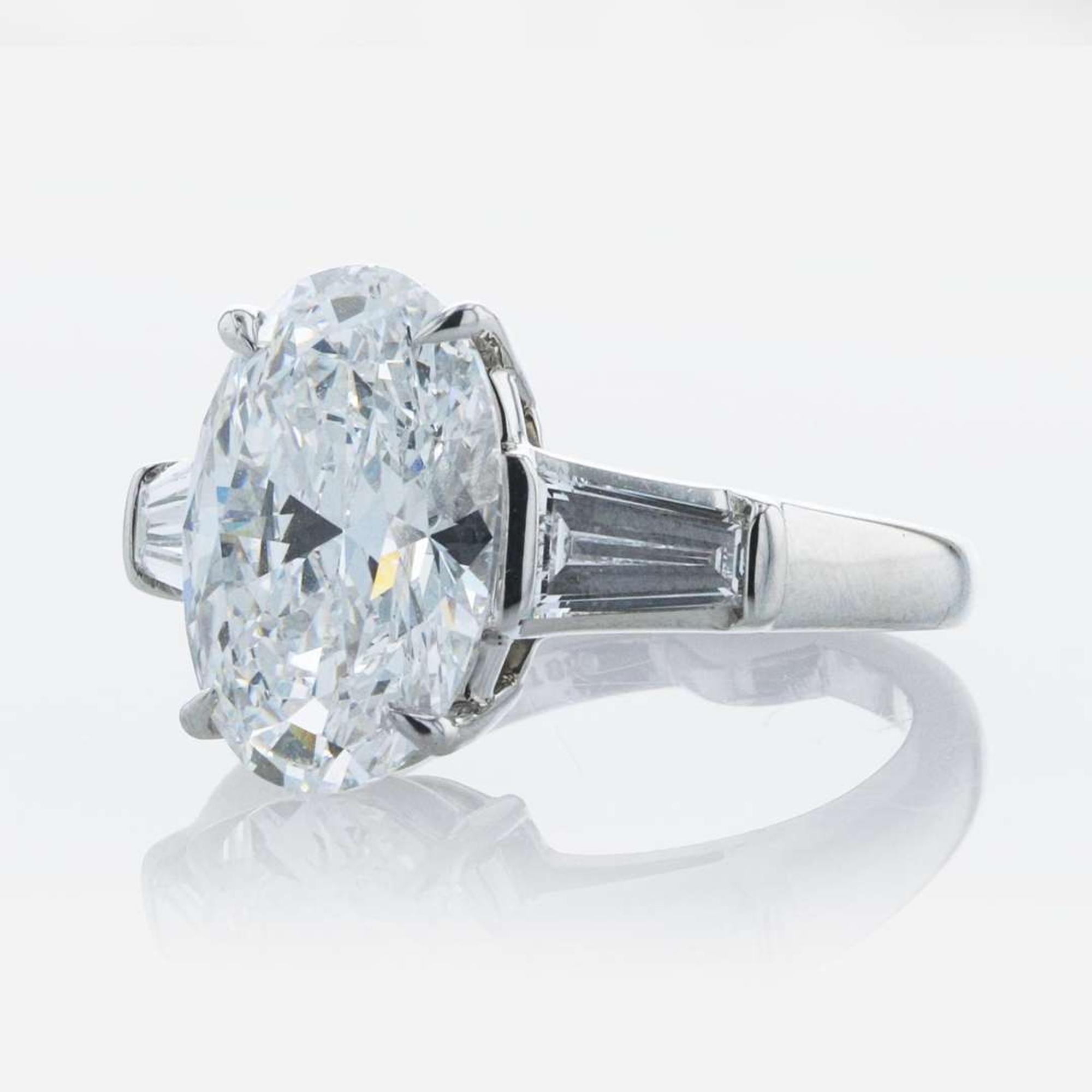 A Diamond and Platinum Tiffany & Co. Ring 5.13 Carat Oval-Cut Diamond, GIA Certified