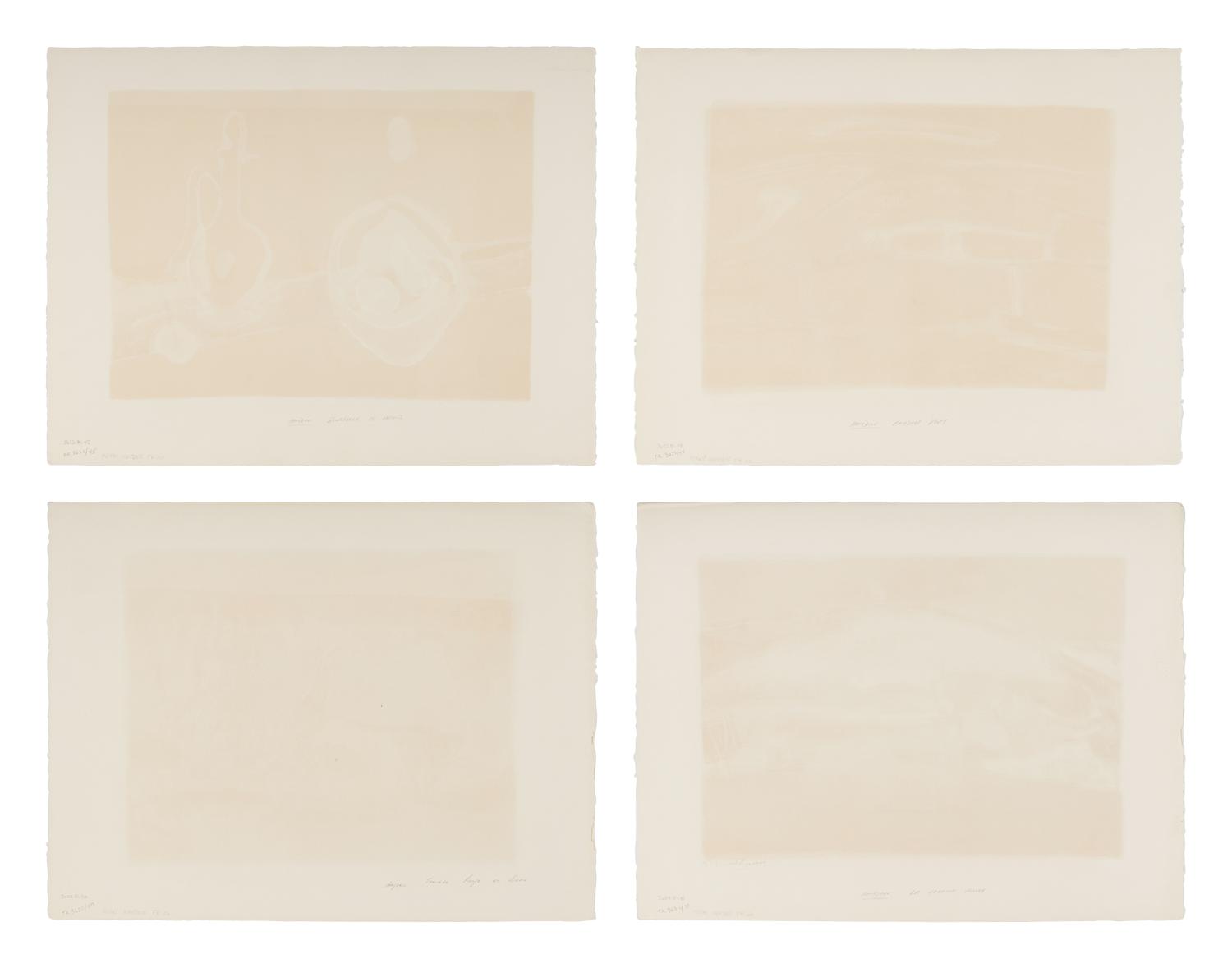 A Group of Four Prints (Bouteille et Fruits; Paysage Vert; Thiere Rouge Et Bleu; La Colline Rouge) , 1968