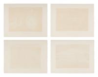 A Group of Four Prints (Bouteille et Fruits; Paysage Vert; Thiere Rouge Et Bleu; La Colline Rouge) , 1968