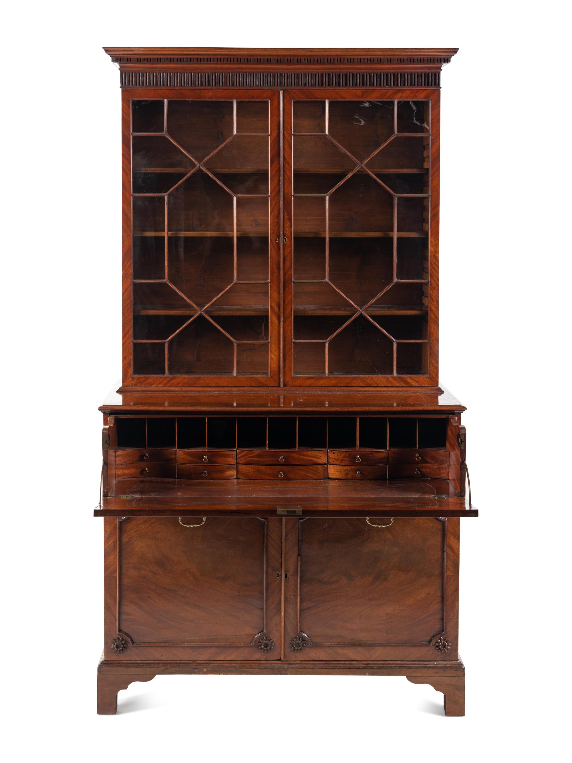 A George III Mahogany Bureau Bookcase