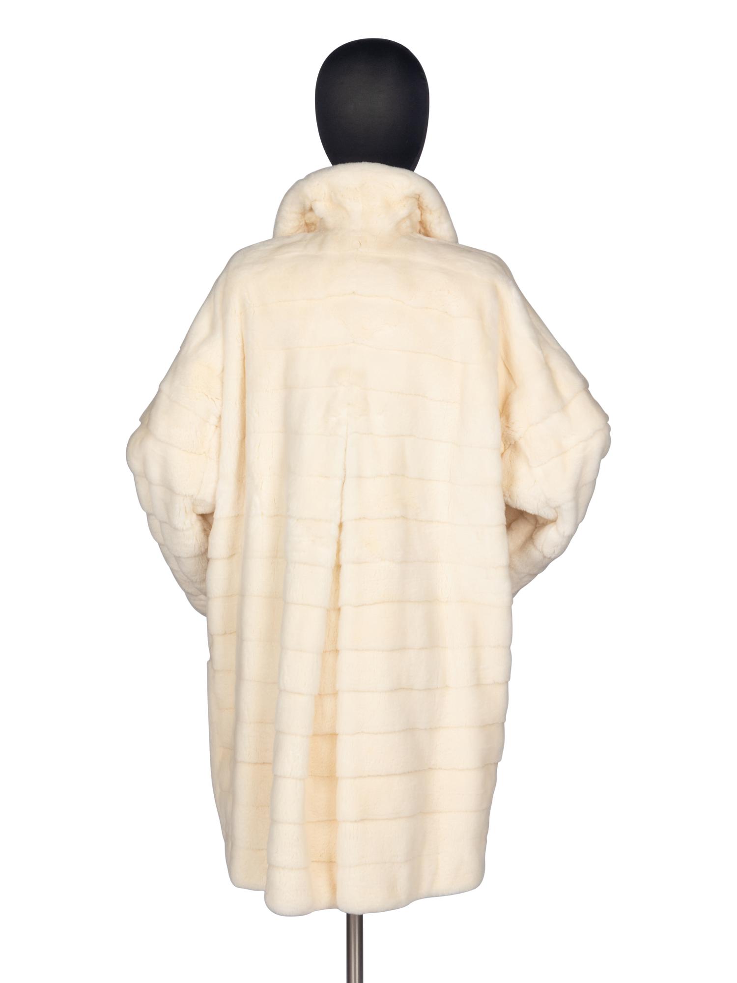Bisang White Sheared Mink Coat