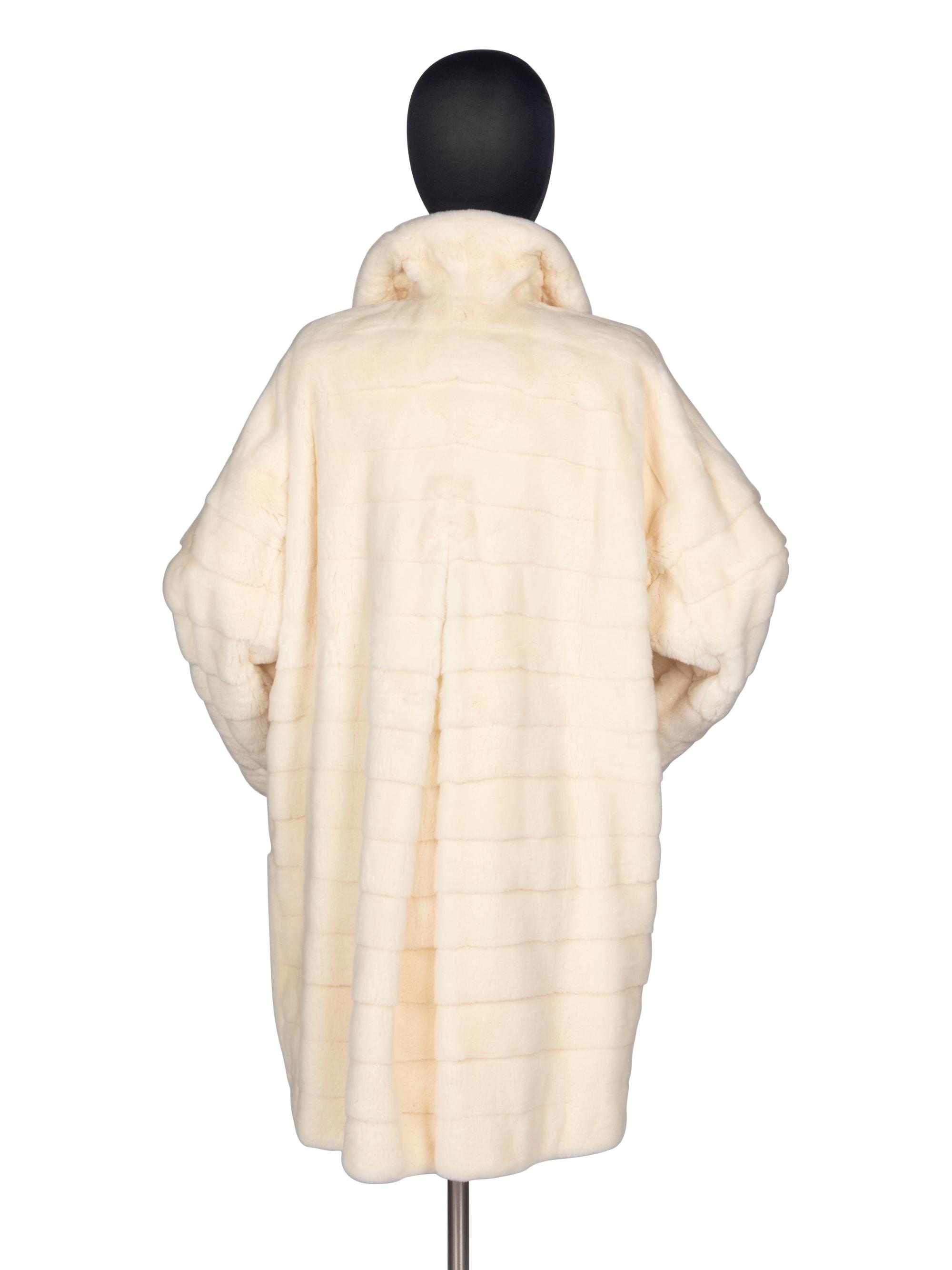 Bisang White Sheared Mink Coat