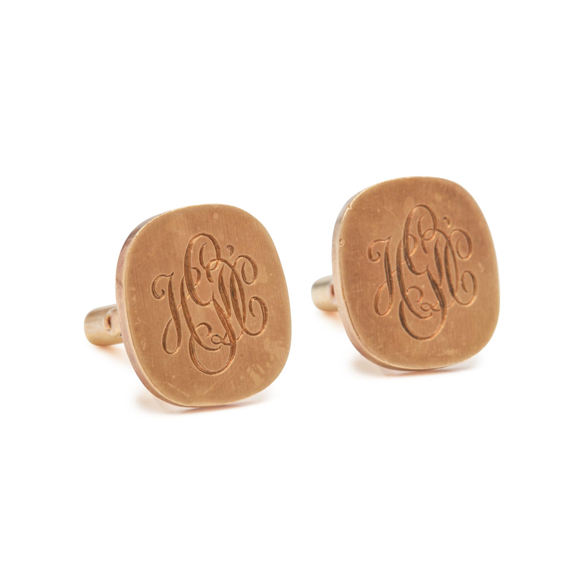 TIFFANY & CO., YELLOW GOLD MONOGRAMMED CUFFLINKS