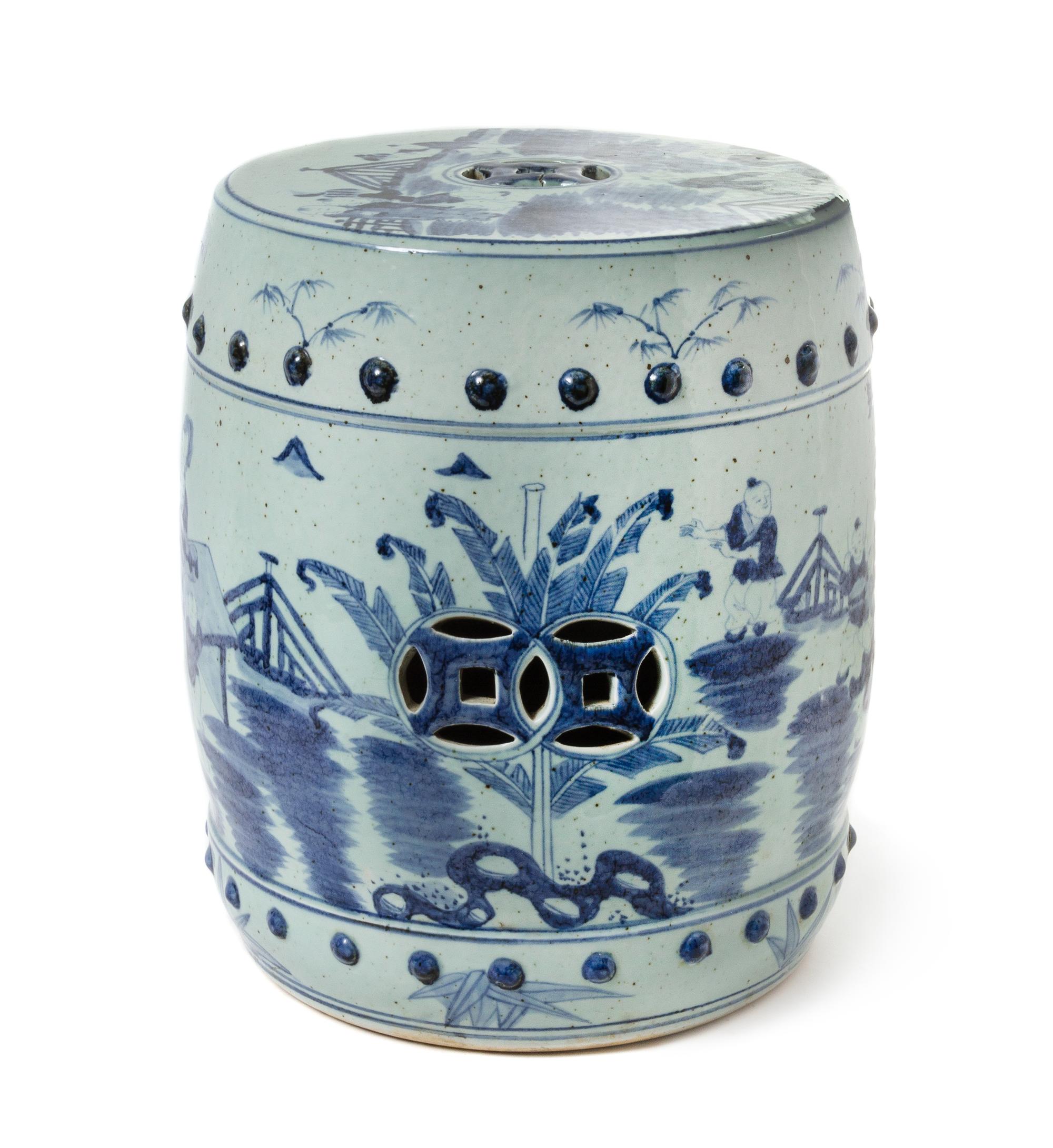 A Blue and White Porcelain Garden Stool — 19TH CENTURY