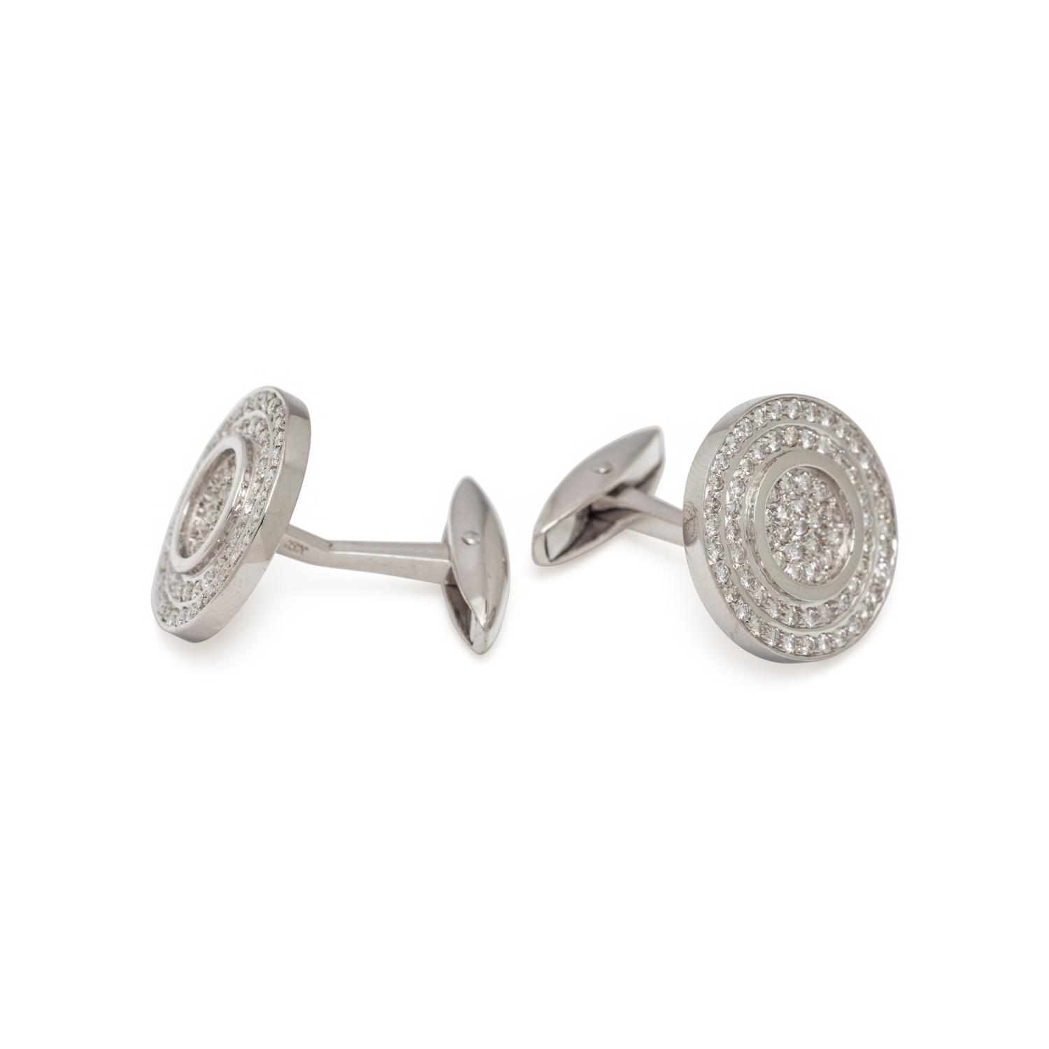 WHITE GOLD AND DIAMOND CUFFLINKS