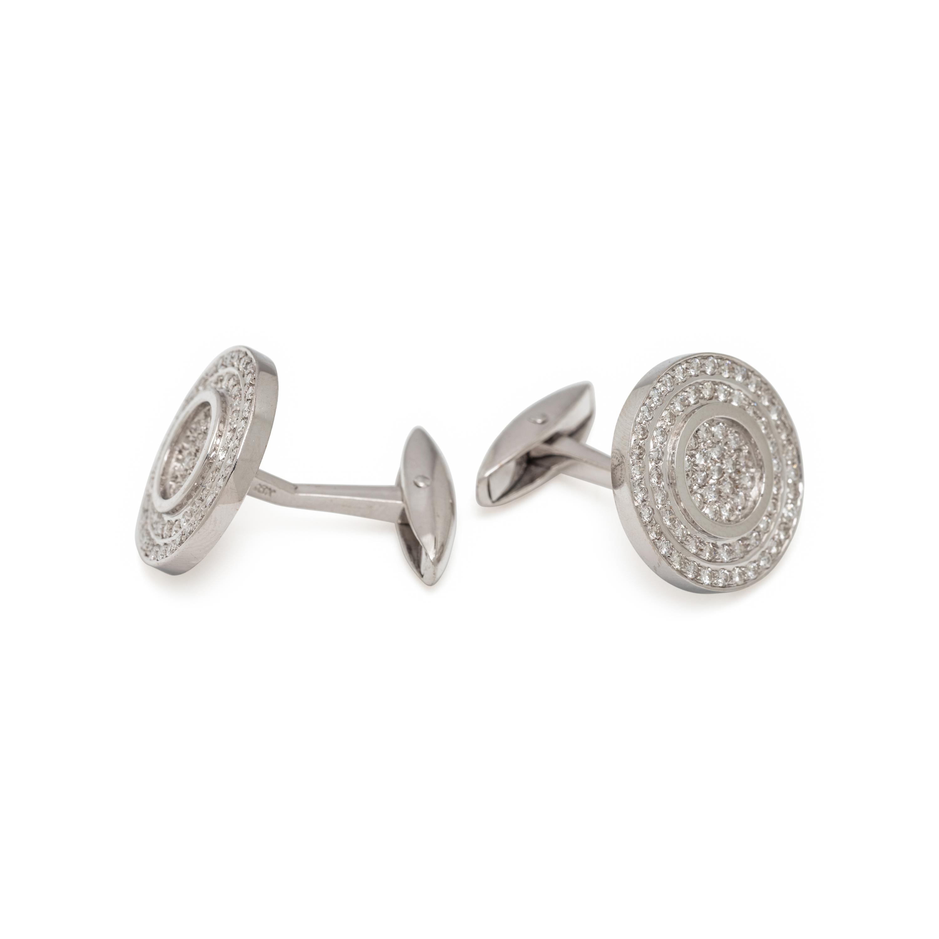 WHITE GOLD AND DIAMOND CUFFLINKS