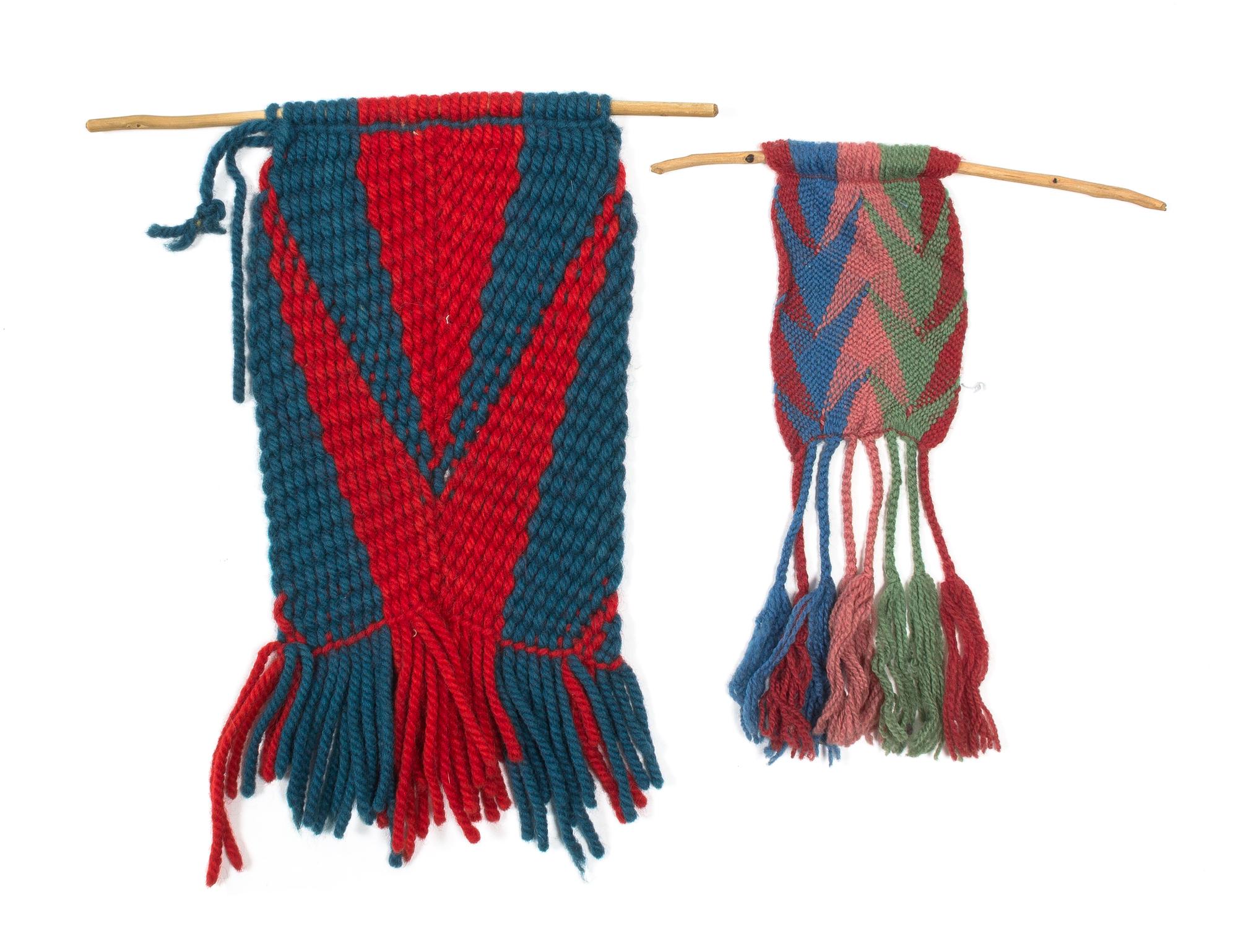 Two Native Finger Woven Panels Length of larger 15 x 12 1/2 inches.
