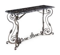 A Steel and Marble-Top Console Table