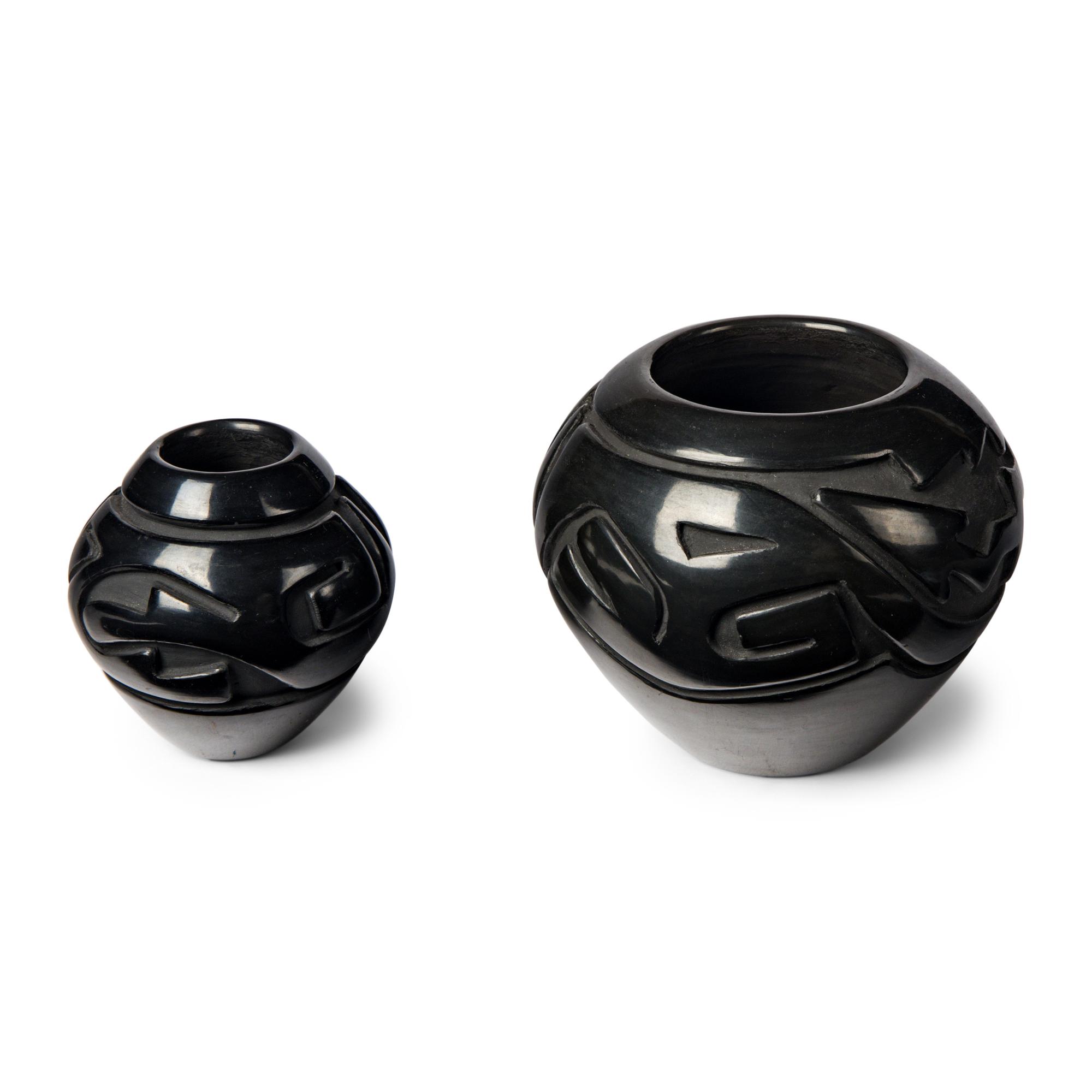 Stella Chavarria AND Denise Chavarria (Santa Clara, b. 1939 / b. 1959) — Carved Blackware Pottery