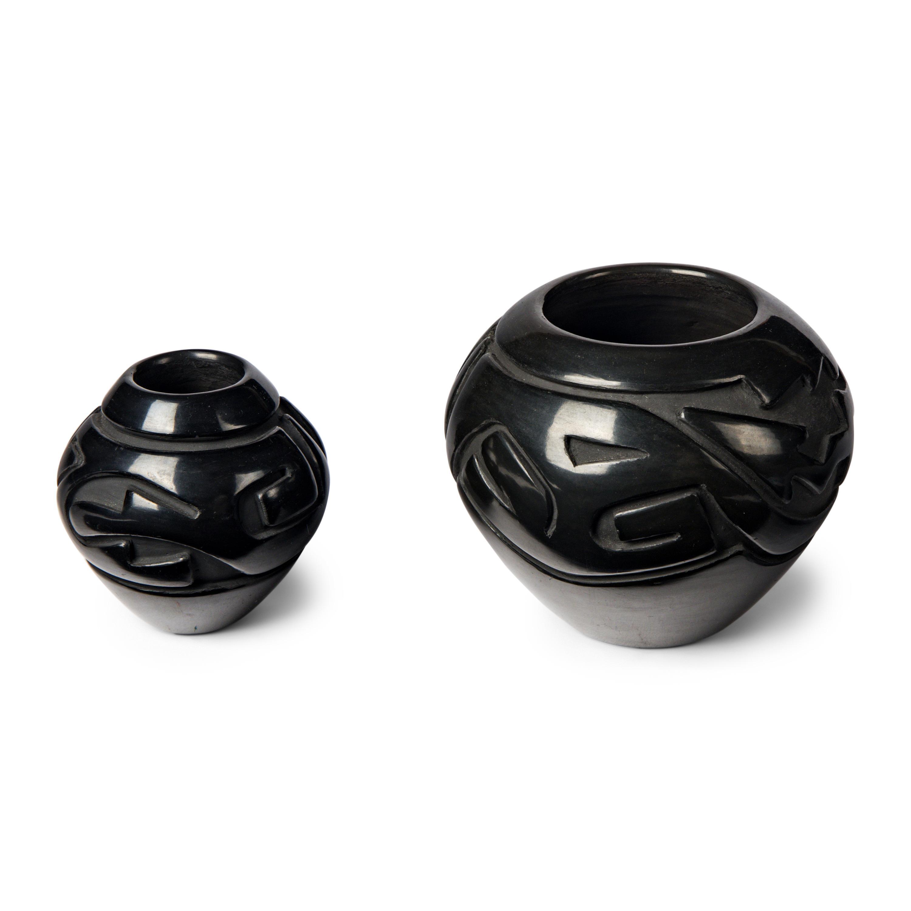 Stella Chavarria AND Denise Chavarria (Santa Clara, b. 1939 / b. 1959) — Carved Blackware Pottery