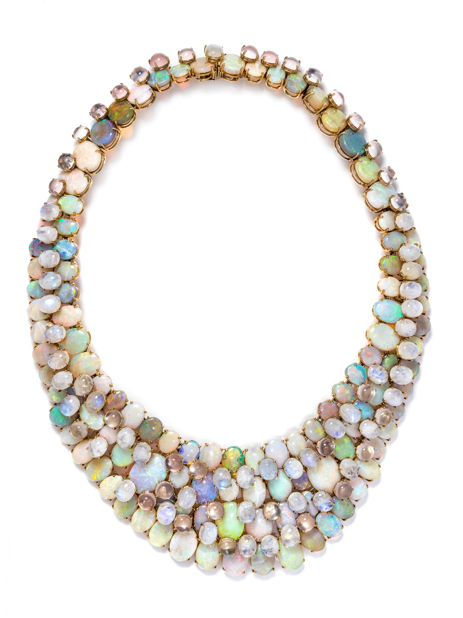 TONY DUQUETTE, OPAL, ROCK CRYSTAL AND MOONSTONE NECKLACE