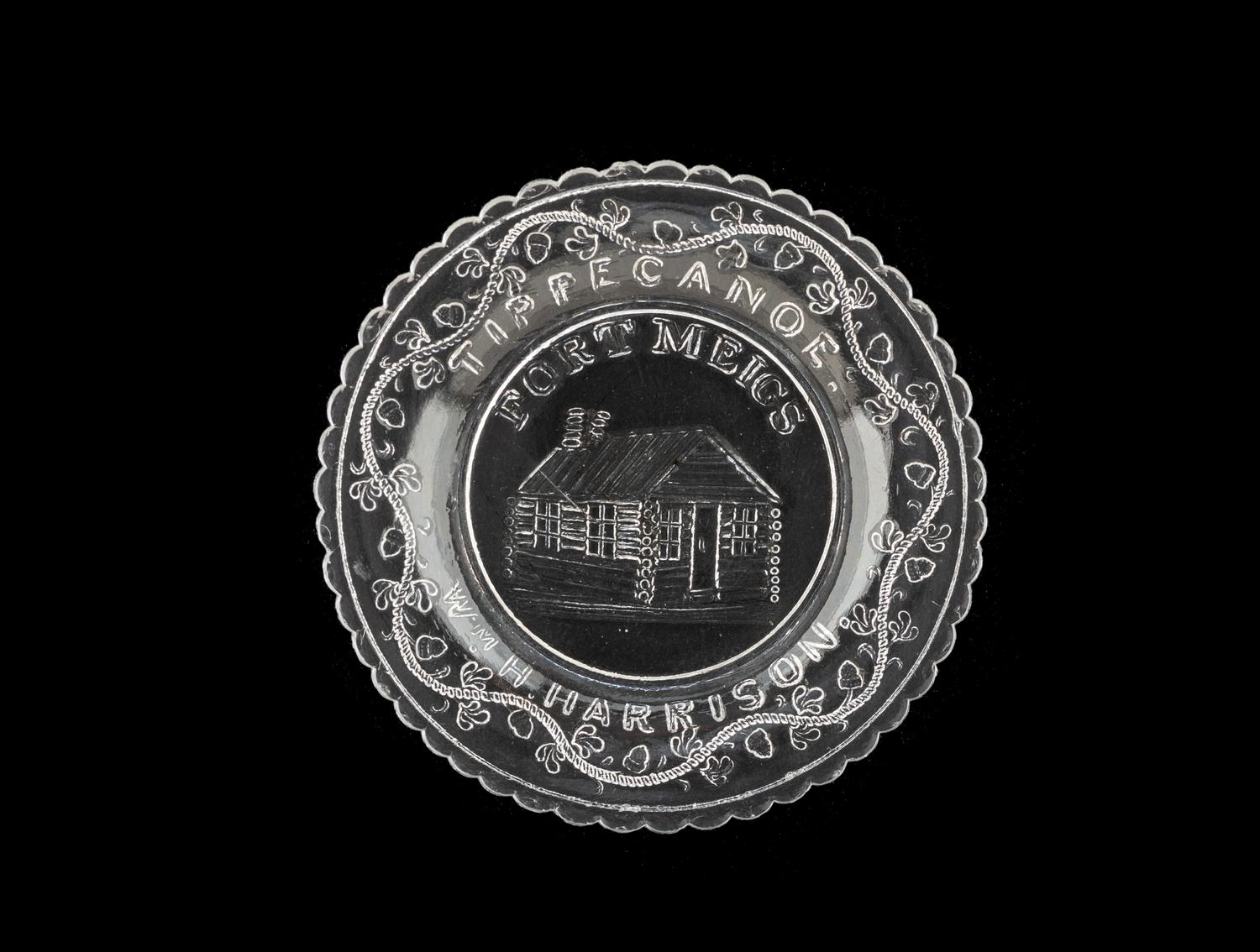 [HARRISON, William Henry]. A group of campaign and memorial clear glass cup plates.