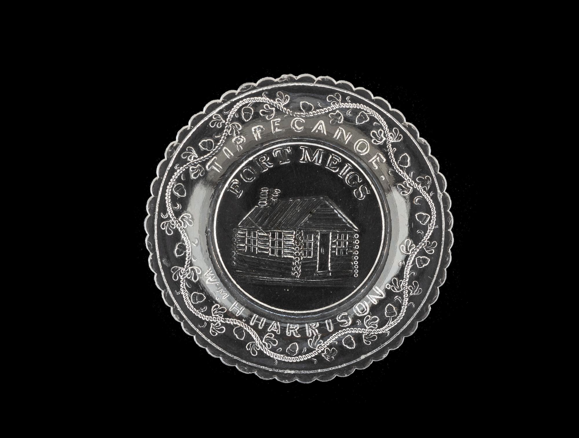 [HARRISON, William Henry]. A group of campaign and memorial clear glass cup plates.