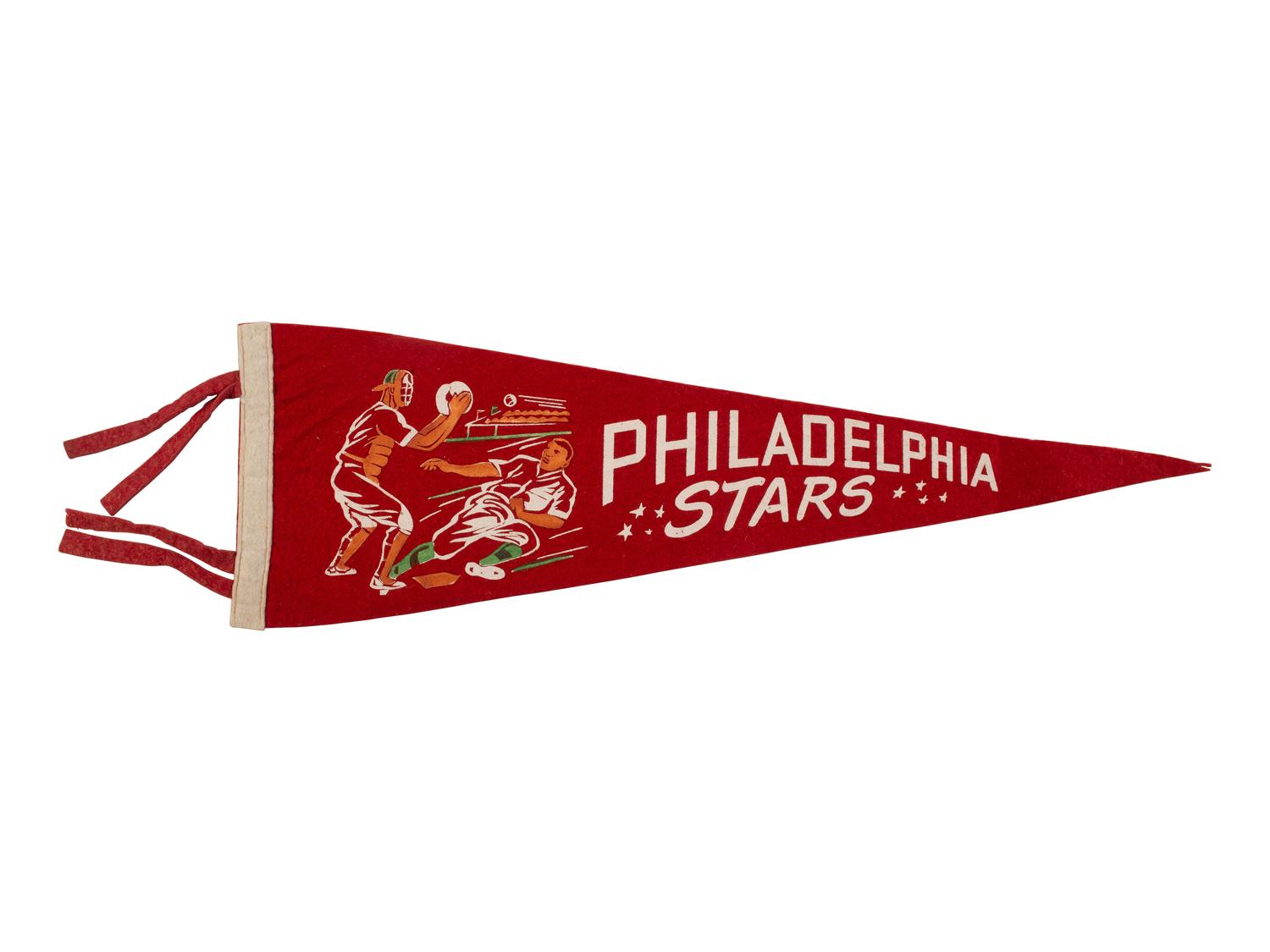 [BASEBALL]. "Philadelphia Stars" Negro League pennant. [ With: ] Photographs of the "Clowns Baseball Club" and Emmett Ashford, first Black umpire in Major League Baseball.