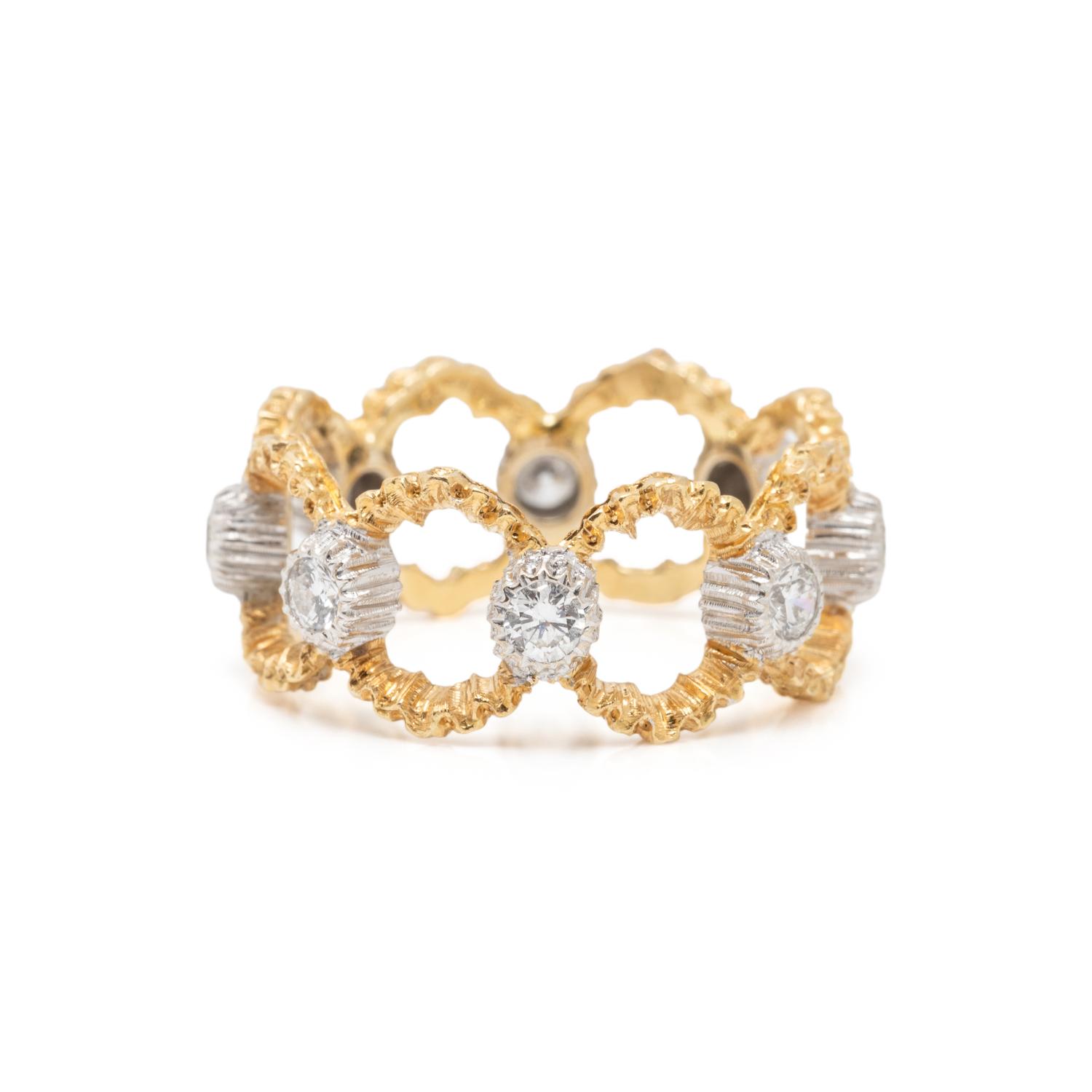 BUCCELLATI, BICOLOR GOLD AND DIAMOND RING