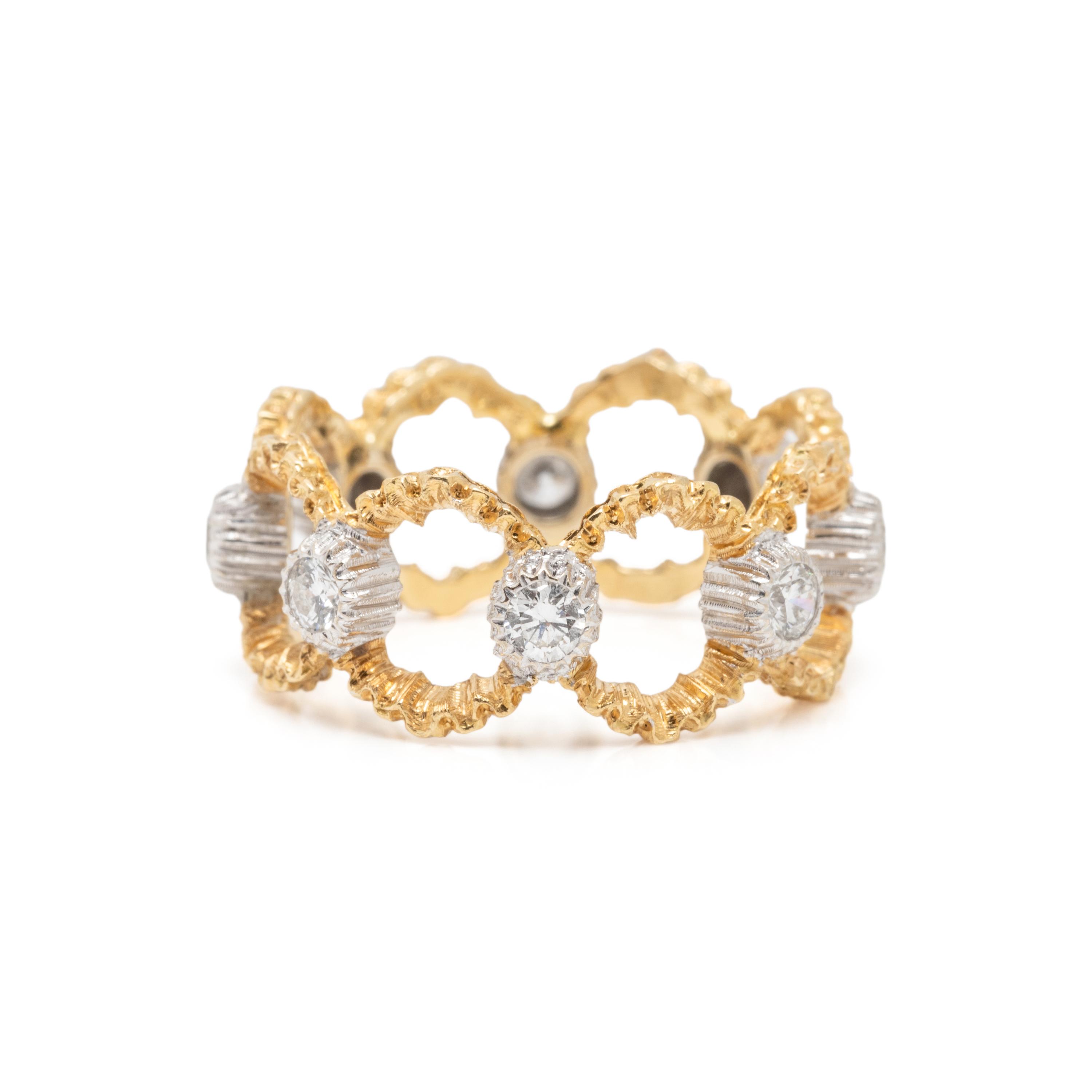 BUCCELLATI, BICOLOR GOLD AND DIAMOND RING