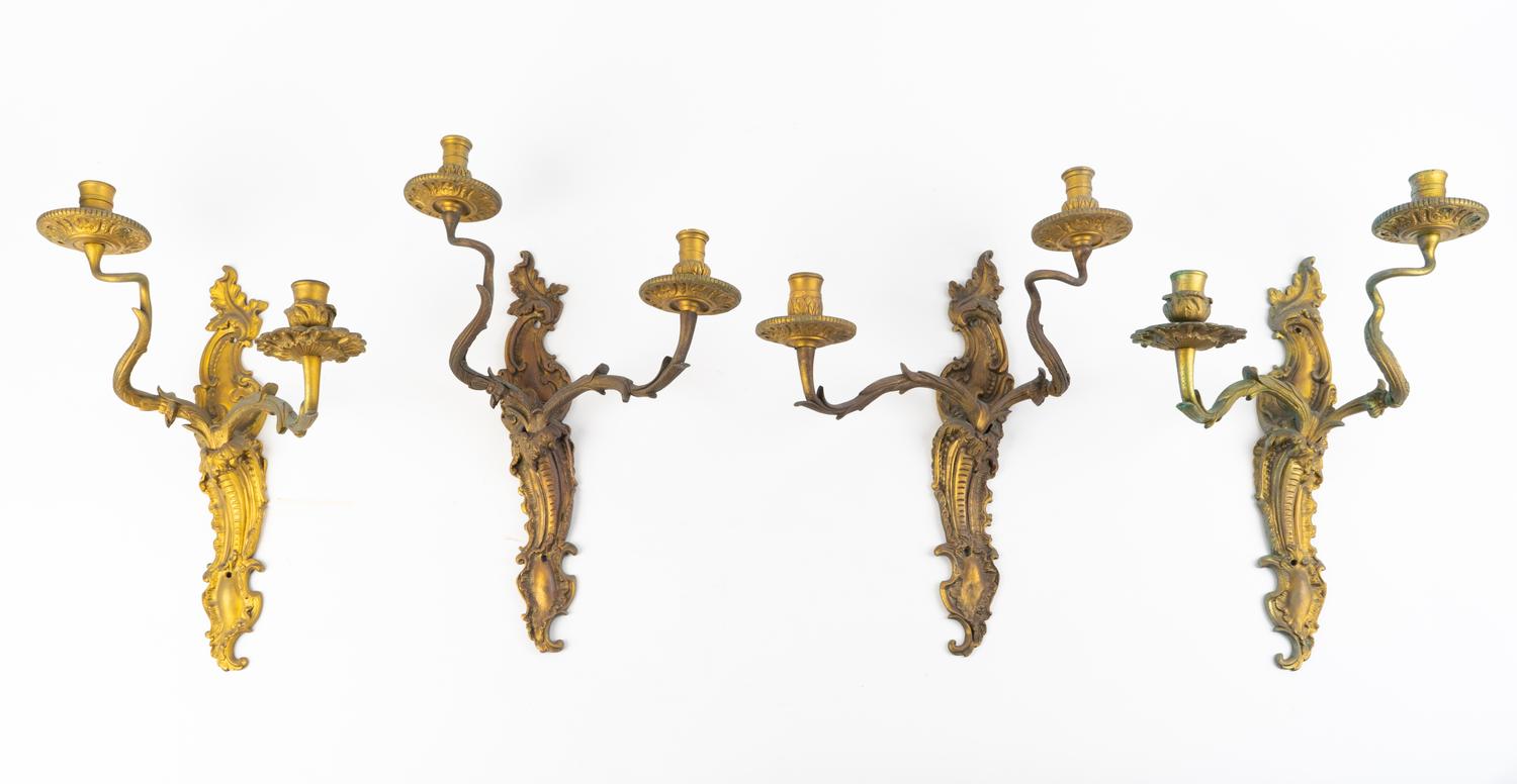 A Set of Four Louis XV Style Gilt-Bronze Sconces