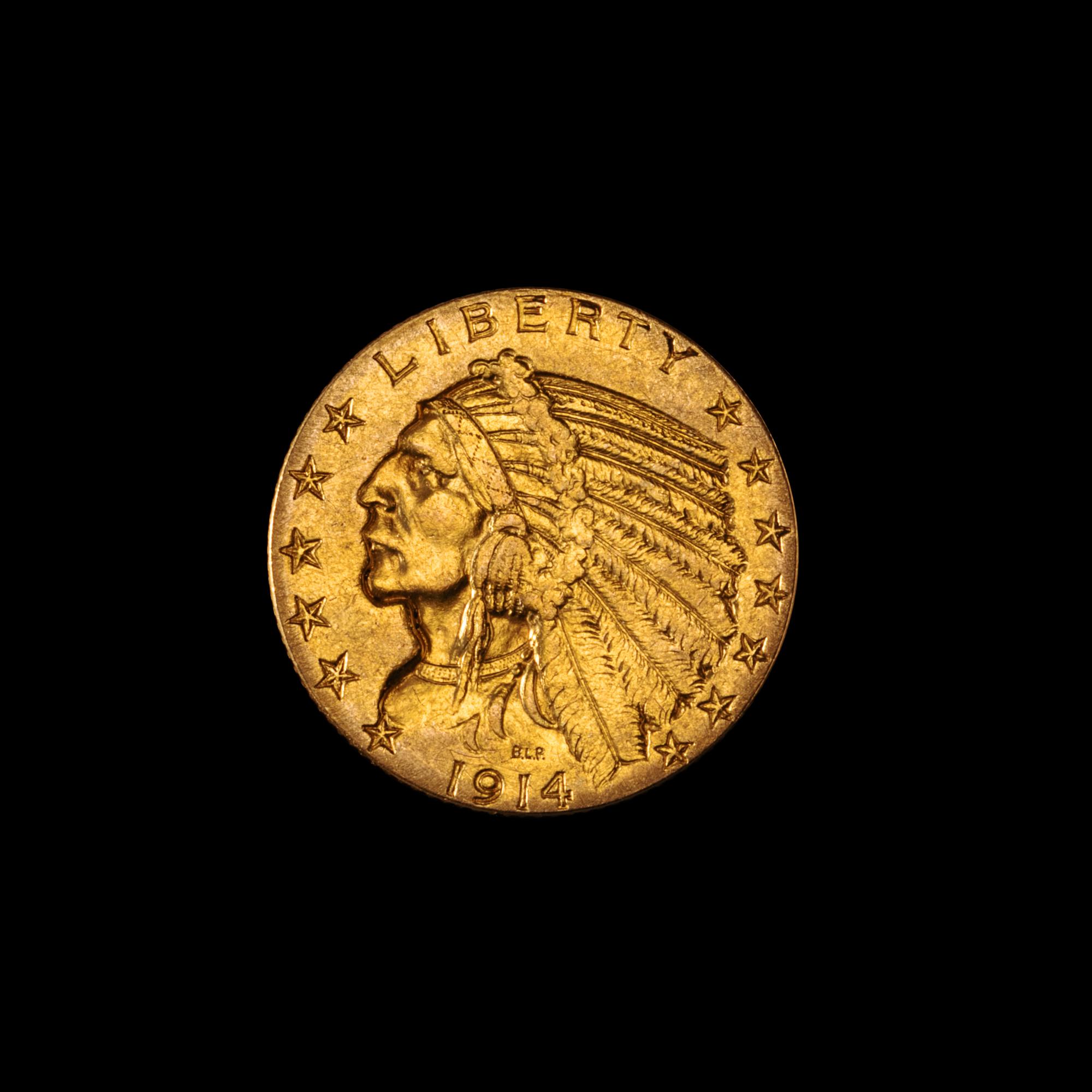 A United States 1914 Indian Head $5 Gold Coin