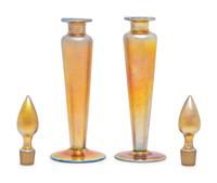 A Pair of Steuben Aurene Glass Perfume Bottles
