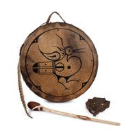 Painted Hide Drum, and Beater