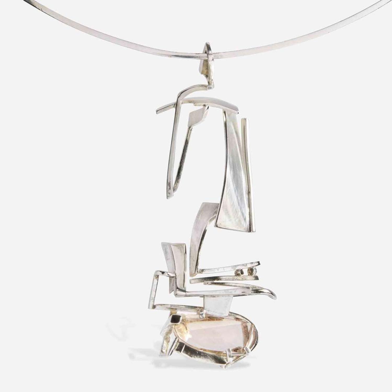 Helen Shirk (American, b. 1942) Early Silver and Quartz Necklace, USA, circa 1968