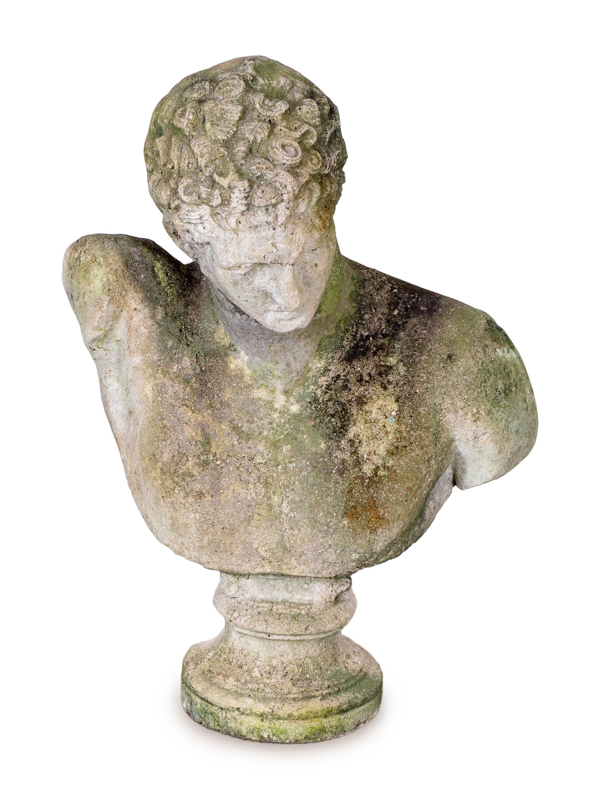A Cast Stone Bust of Hermes of Praxiteles