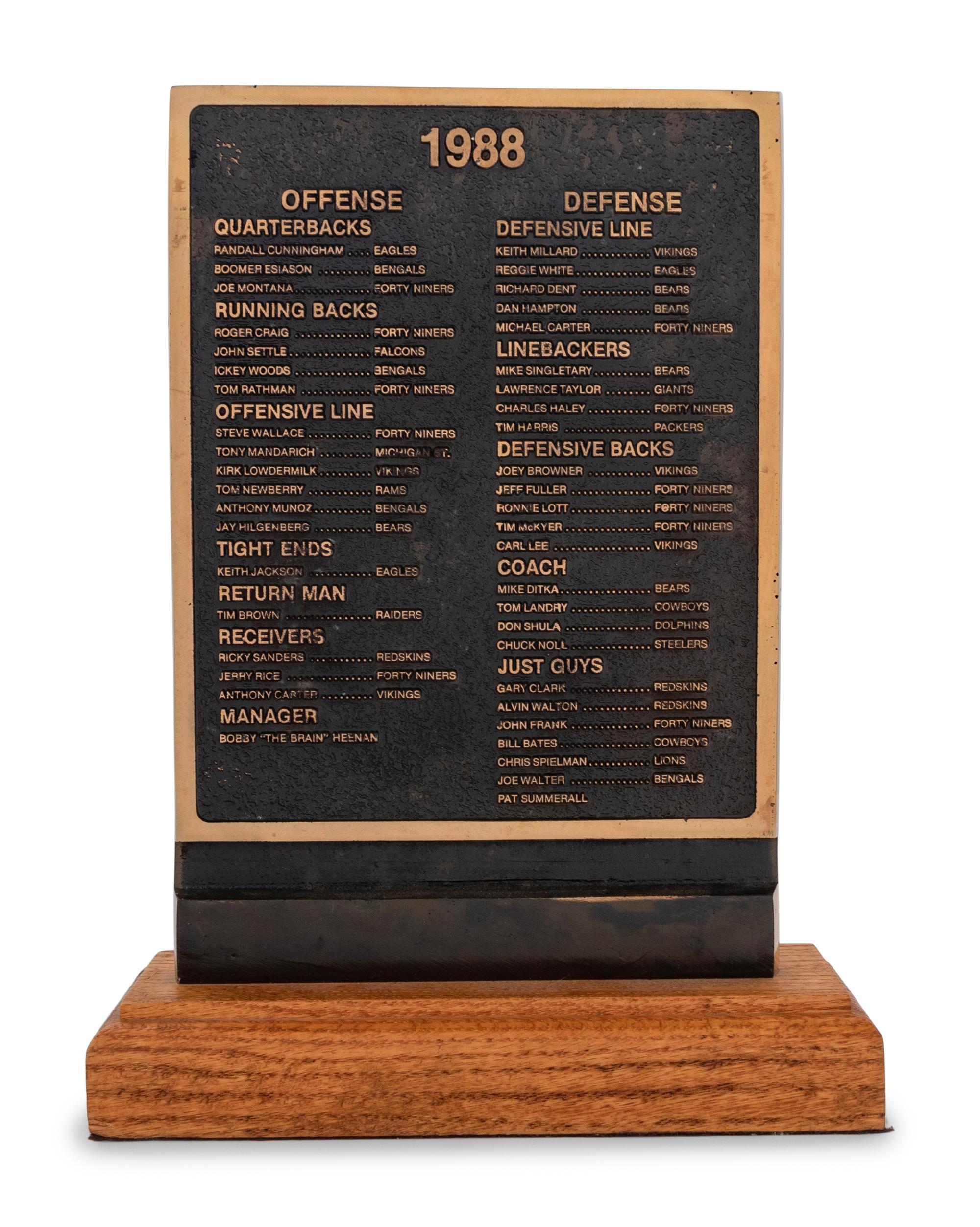 A 1988 John Madden All Madden Team Trophy Awarded to Mike Ditka Formerly Displayed at Mike Ditka's Restaurant