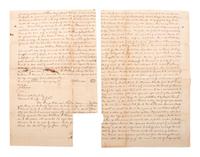 [SLAVERY & ABOLITION]. Manuscript indenture describing the transfer and sale of land, property, and the enslaved men "Lewis" and "George." Alexandria County, District of Columbia, 20 June 1839.