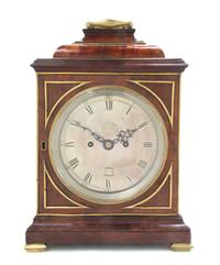 A George II Mahogany and Brass Bound Cased Bracket Clock, Robert Allam, Height 17 3/4 inches.