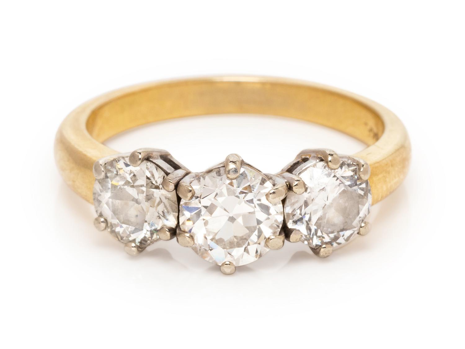 An 18 Karat Yellow Gold, Platinum and Diamond Ring,