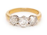 An 18 Karat Yellow Gold, Platinum and Diamond Ring,