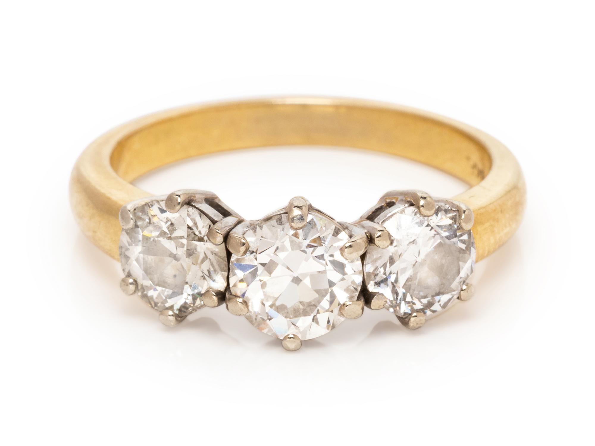 An 18 Karat Yellow Gold, Platinum and Diamond Ring,