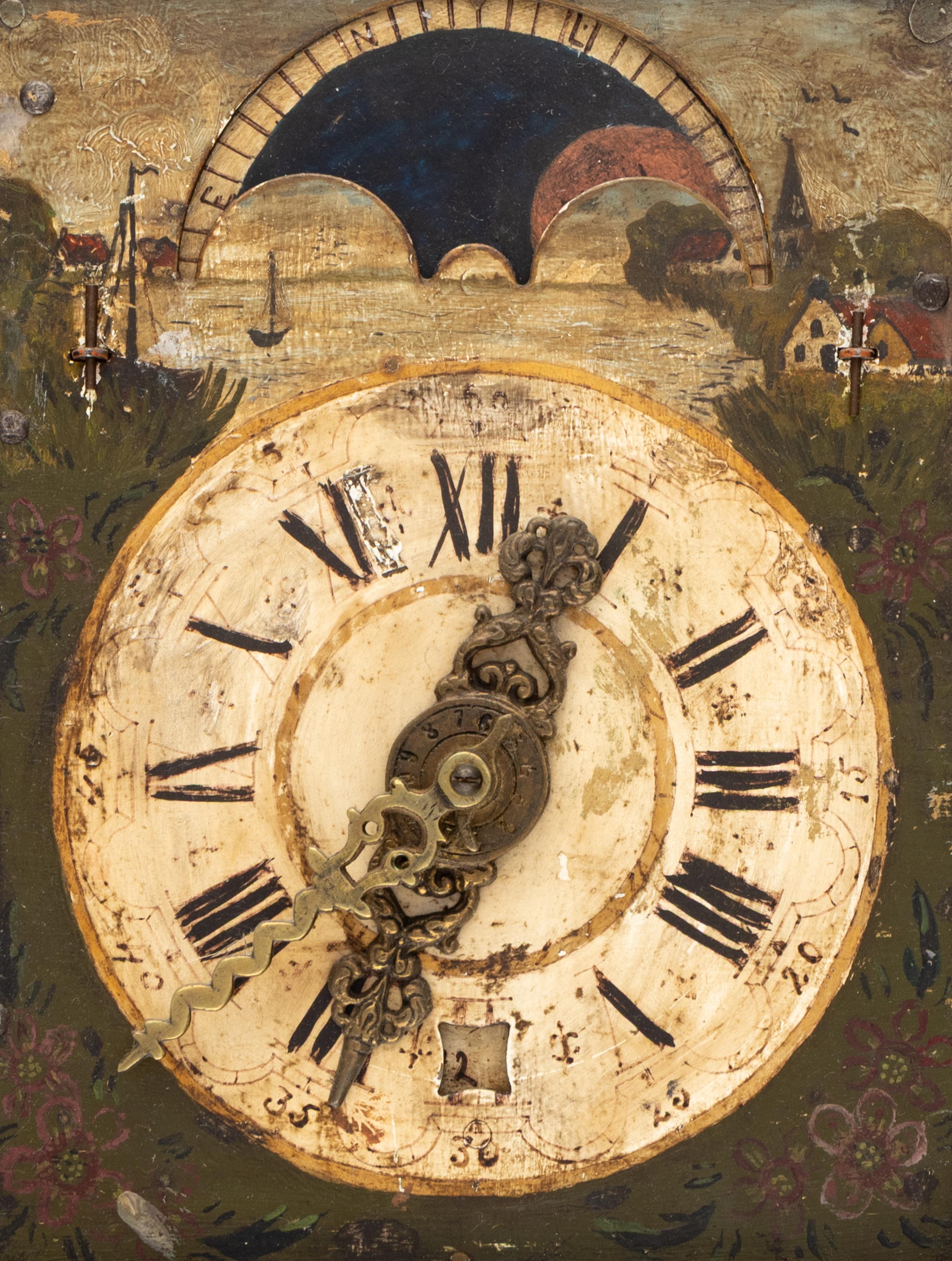 A Frisian Gilt and Polychrome Decorated 'Stoelklok'
