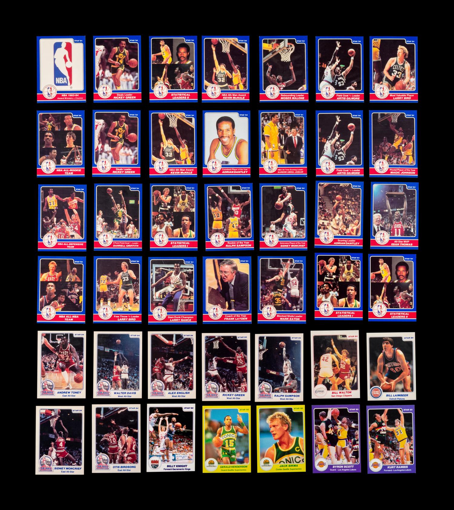 A Group of Assorted 1983, 1984, 1985 and 1986 Star Co. Basketball Cards, Including a John Stockton Rookie and Larry Bird Set,