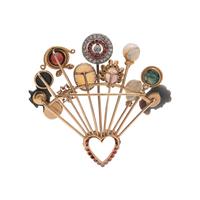 MULTIGEM AND DIAMOND STICKPIN BROOCH