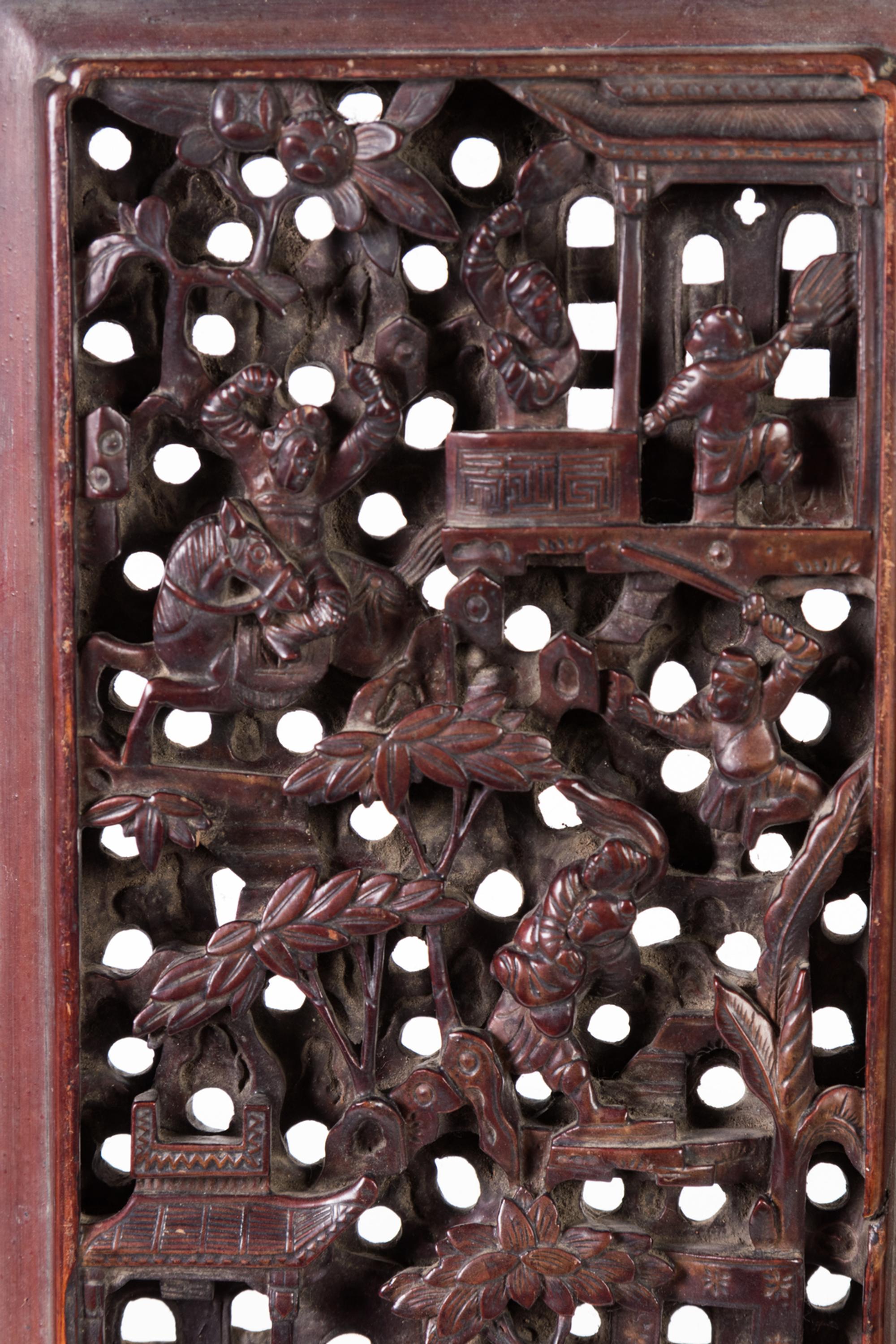 Eight Chinese Carved Wood Panels