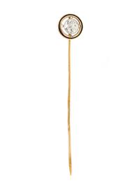 ANTIQUE, DIAMOND AND ENAMEL STICK PIN