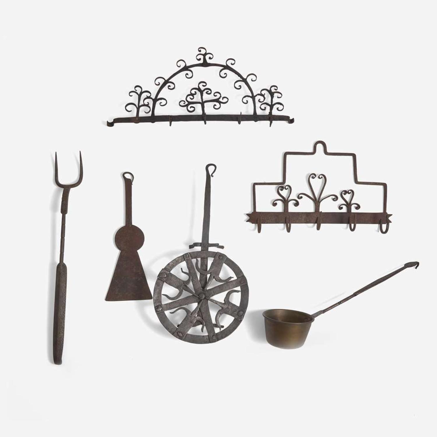 A group of six wrought iron cooking implements 18th / 19th century