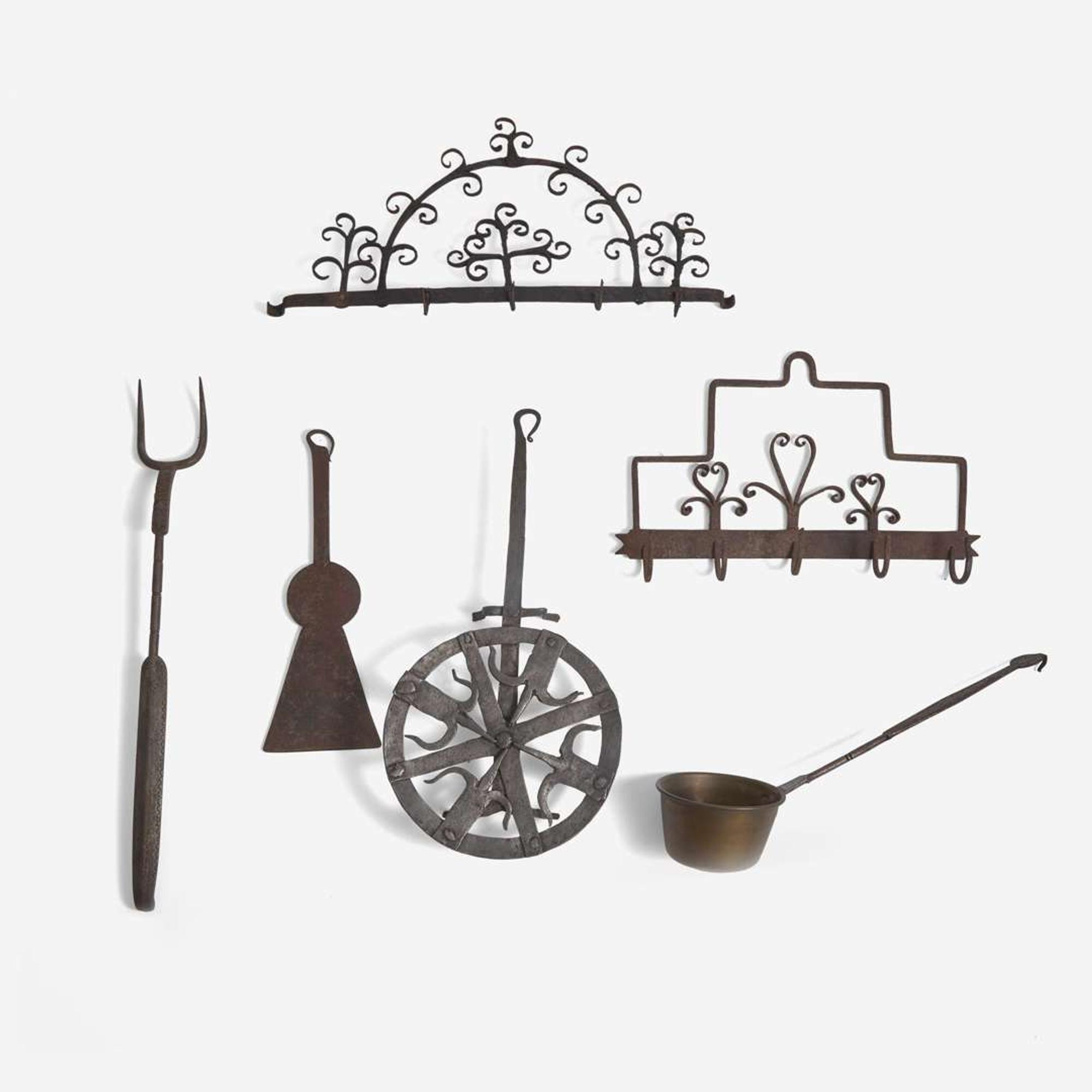 A group of six wrought iron cooking implements 18th / 19th century