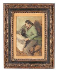 Children in the Park , At the Beach , The Park Bench and Reading the Newspaper (four works)