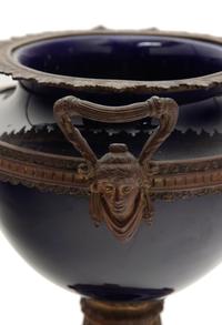 A French Gilt Metal Mounted Cobalt Earthenware Centerpiece