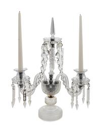 A Cut Glass Three-Light Candlelabrum