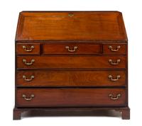 A George III Mahogany Slant-Front Secretary Height 44 3/4 x width 48 x depth 22 1/2 inches. — LATE 18TH CENTURY