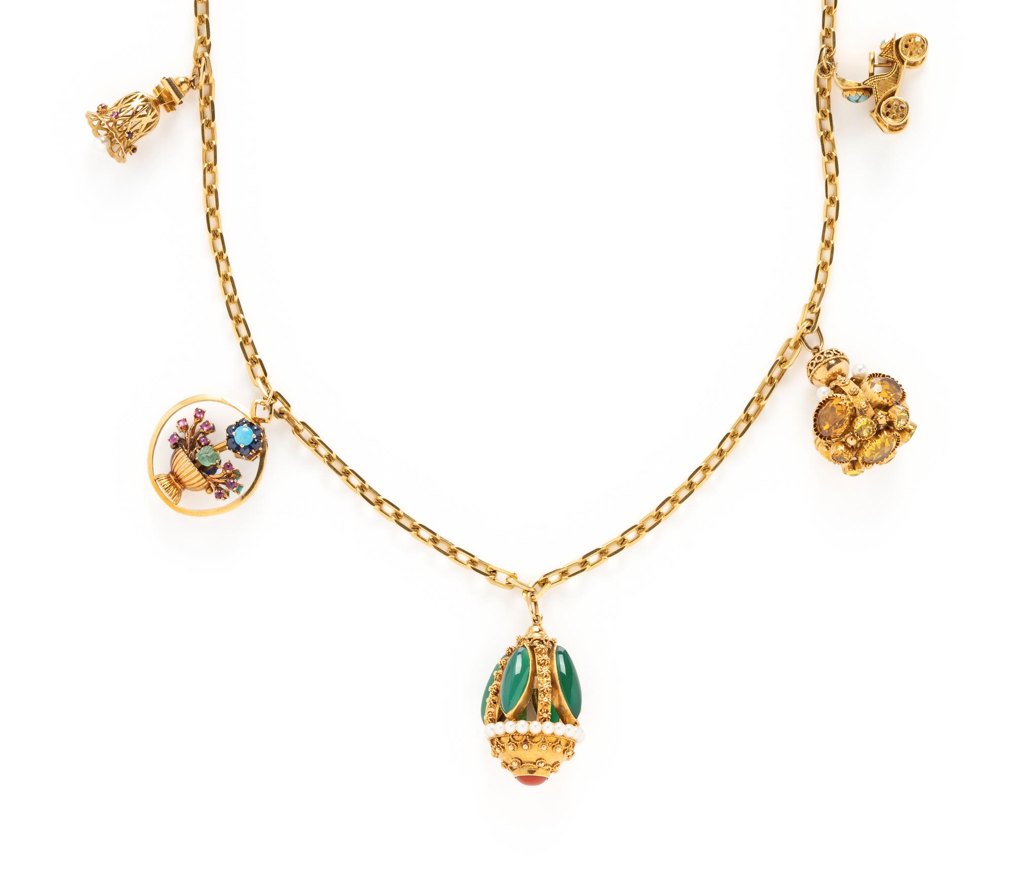 YELLOW GOLD CHARM NECKLACE