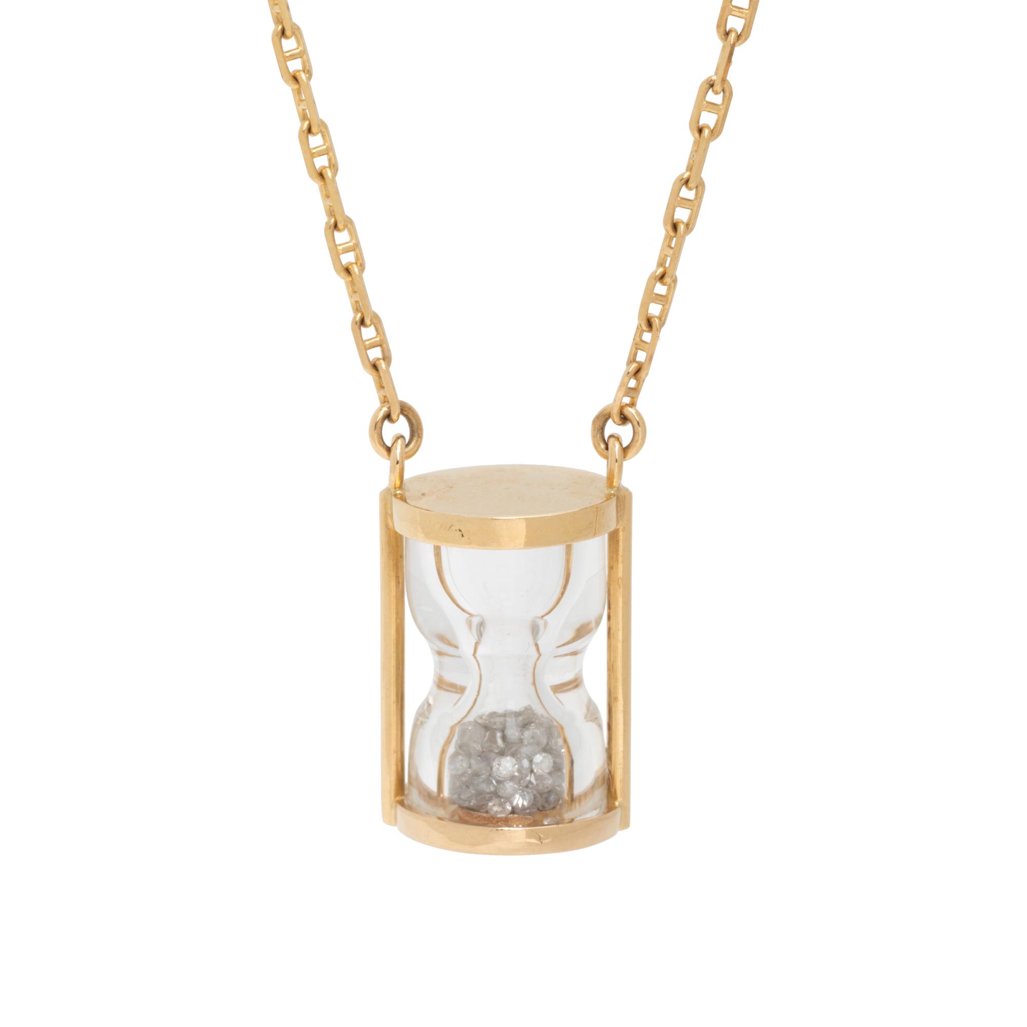 SIDNEY MOBELL, YELLOW GOLD AND DIAMOND HOURGLASS NECKLACE