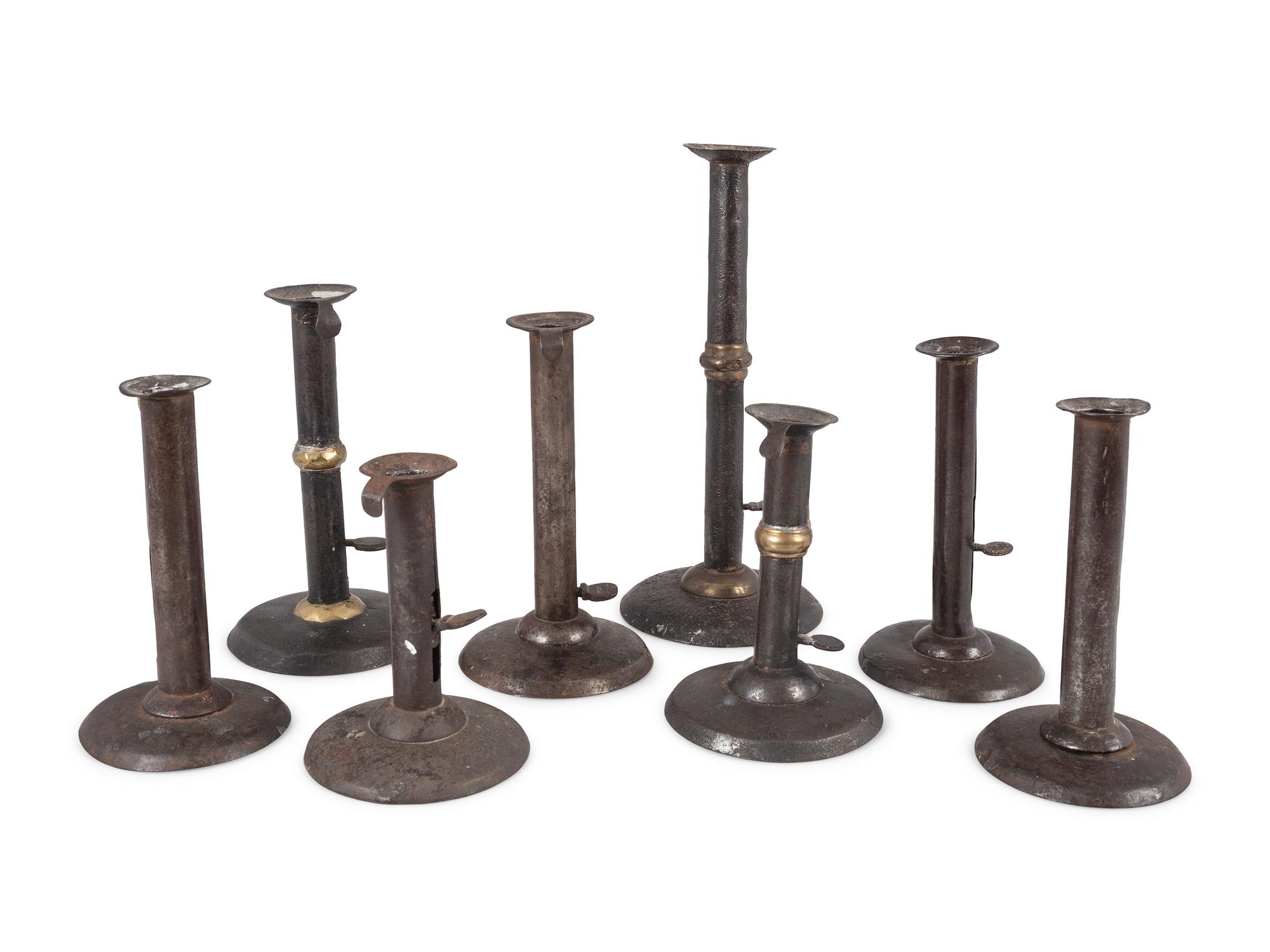 Eight Sheet Tin Hogscraper Candlesticks