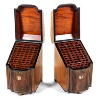 A Pair of George III Brass Inlaid Mahogany Knife Boxes Height 16 inches. — 18TH/19TH CENTURY