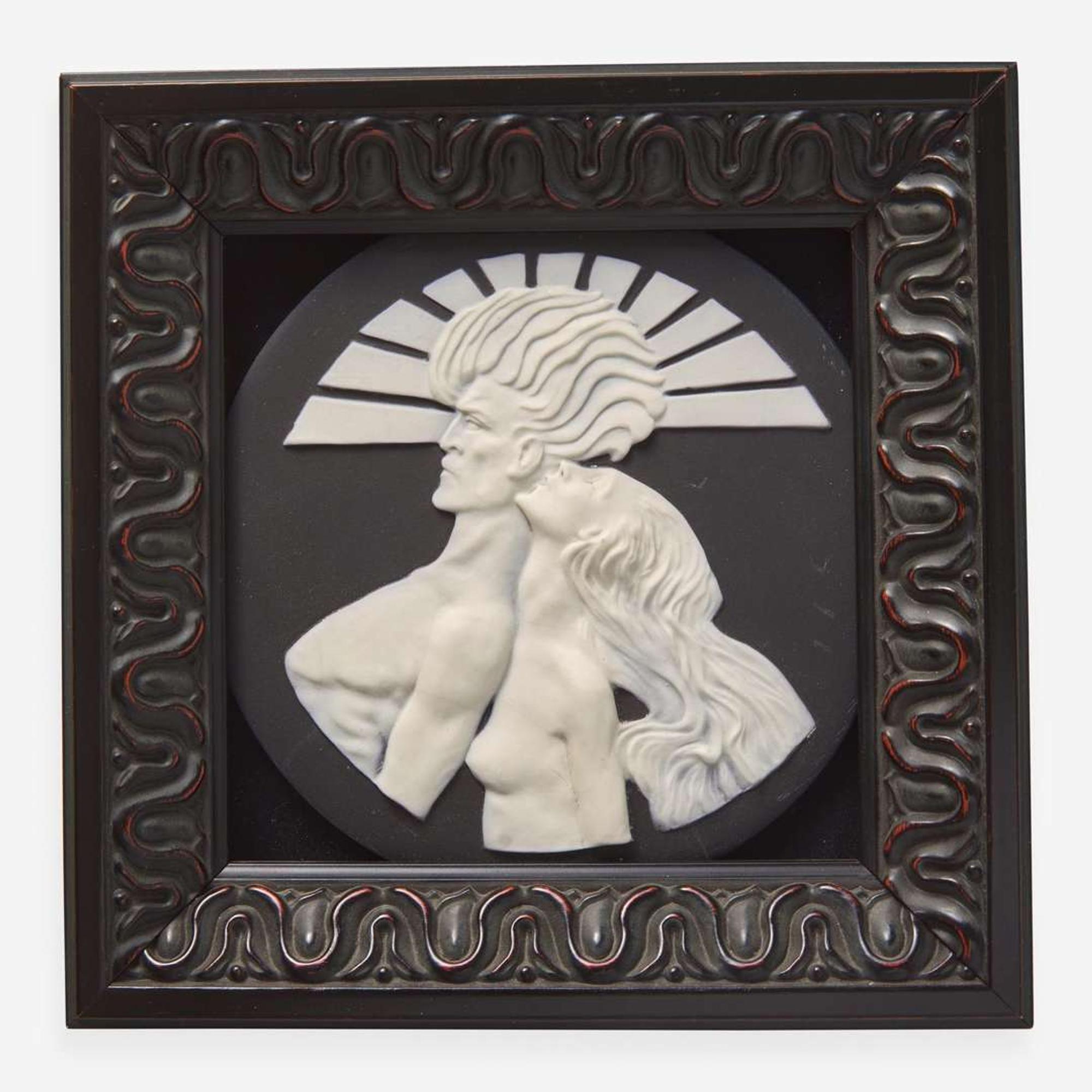 A Wedgwood Solid Black Jasperware "Sun and Wind" Plaque Designed by Anna Zinkeisen (1901-1978), UK, 1920s