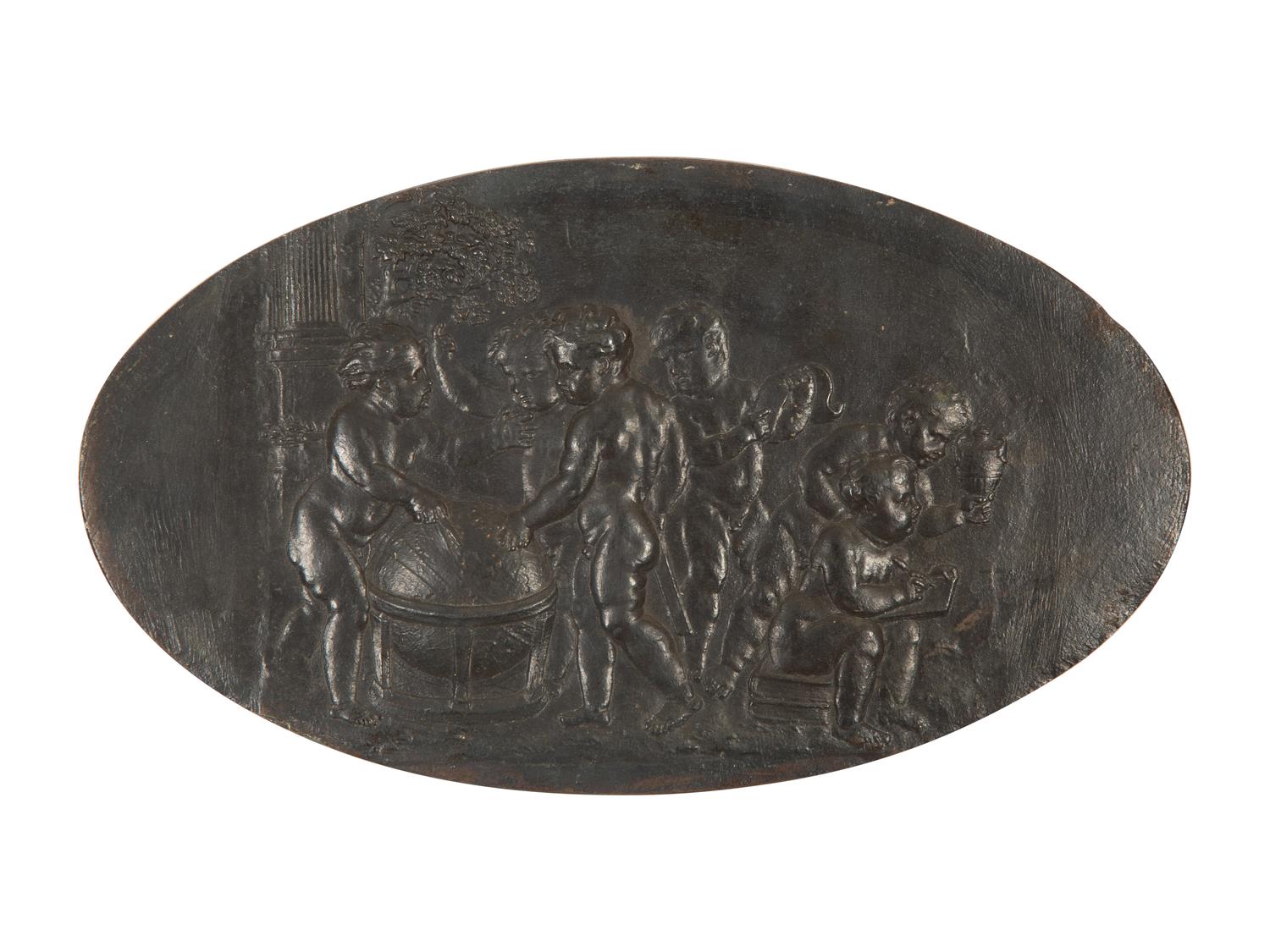 A Group of Three Continental Brass Relief Plaques