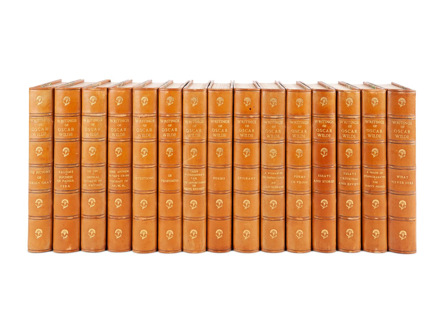 [BINDINGS]. WILDE, Oscar (1854-1900). Writings . London and New York: Keller-Farmer Co., 1907.